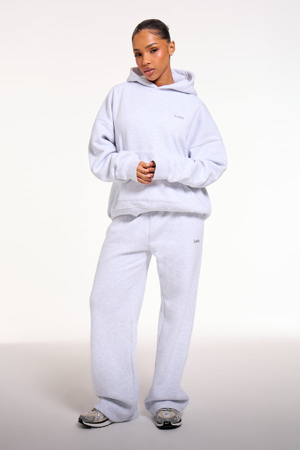 Kaiia Chrome Logo Oversized Hoodie Grey Melange
