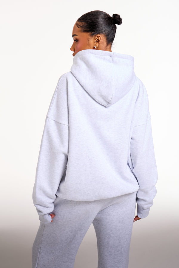 Kaiia Chrome Logo Oversized Hoodie Grey Melange