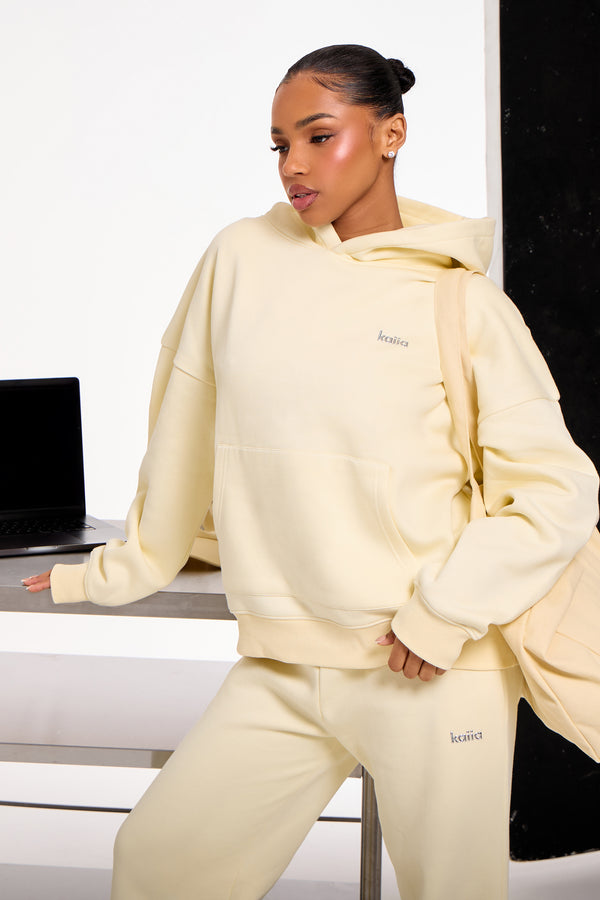Kaiia Chrome Logo Oversized Hoodie Lemon