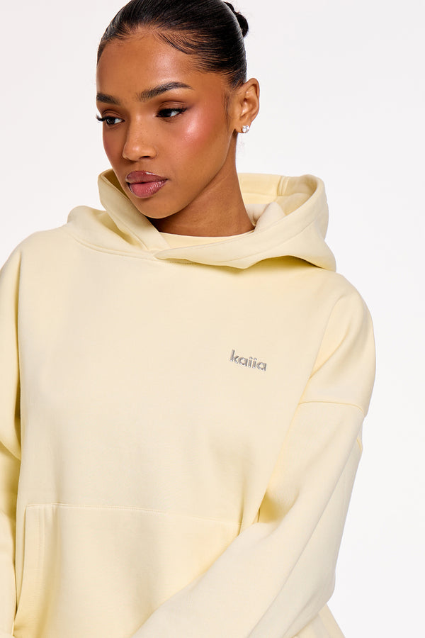 Kaiia Chrome Logo Oversized Hoodie Lemon