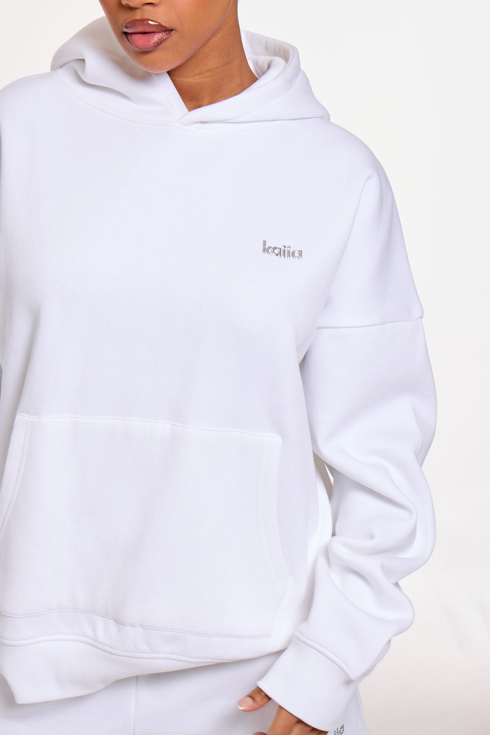Kaiia Chrome Logo Oversized Hoodie White