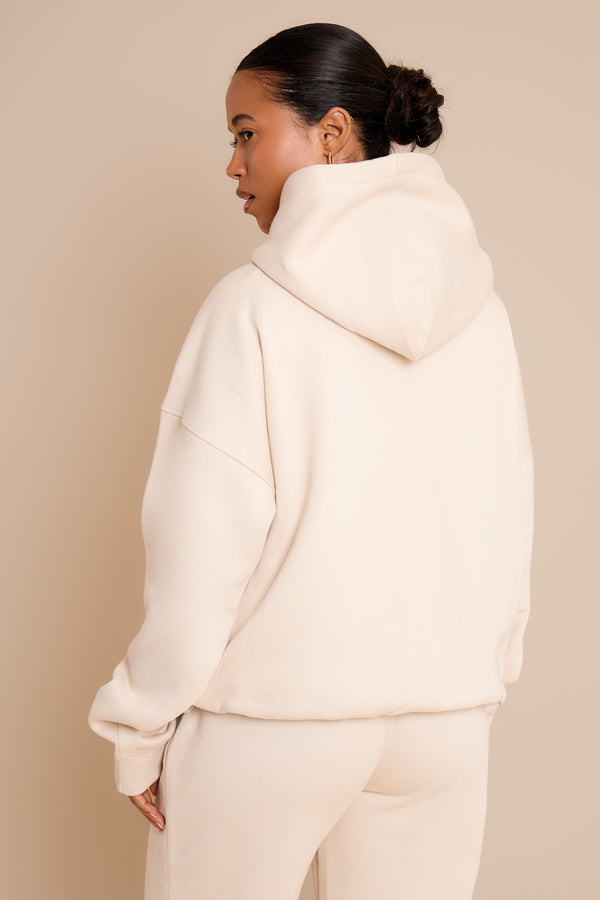 Kaiia Slogan Oversized Hoodie Chalk