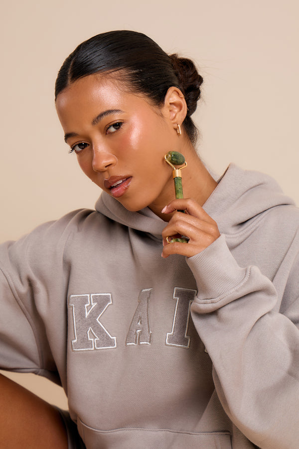 Kaiia Slogan Oversized Hoodie Smoke Grey