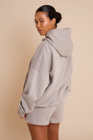 Kaiia Slogan Oversized Hoodie Smoke Grey