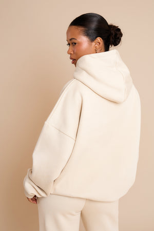 Kaiia Jeans Embossed Oversized Hoodie Limestone