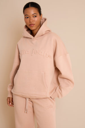 Kaiia Jeans Embossed Oversized Hoodie Clay Pink