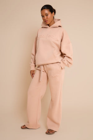 Kaiia Jeans Embossed Oversized Hoodie Clay Pink