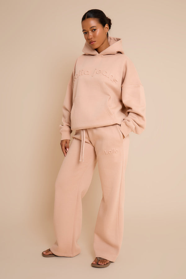 Kaiia Jeans Embossed Oversized Hoodie Clay Pink