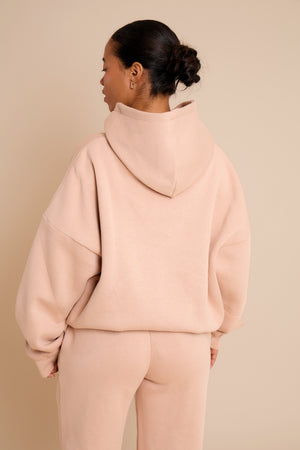 Kaiia Jeans Embossed Oversized Hoodie Clay Pink