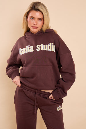 Kaiia Bubble Studio Oversized Hoodie Espresso