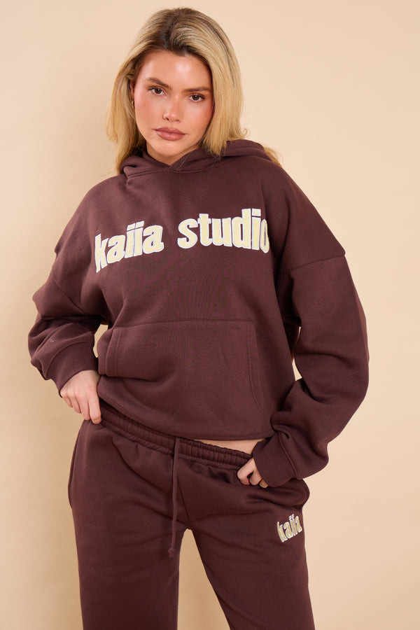 Kaiia Bubble Studio Oversized Hoodie Espresso