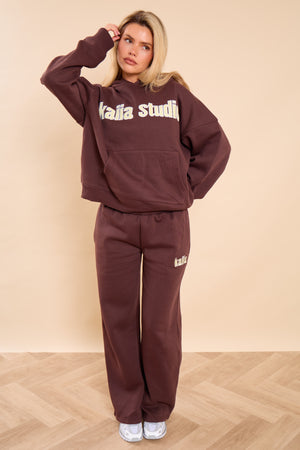 Kaiia Bubble Studio Oversized Hoodie Espresso
