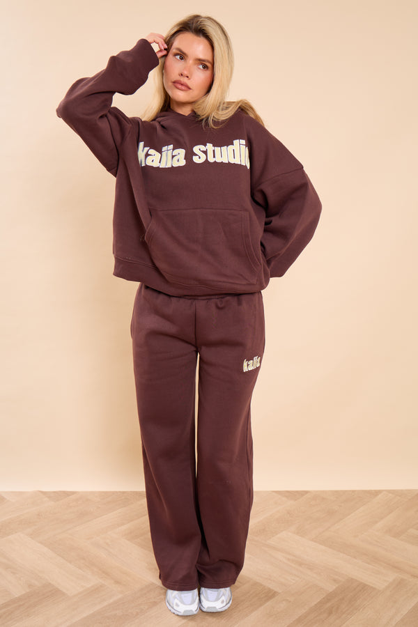 Kaiia Bubble Studio Oversized Hoodie Espresso