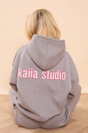 Kaiia Bubble Studio Oversized Hoodie Earl Grey & Pink Sugar