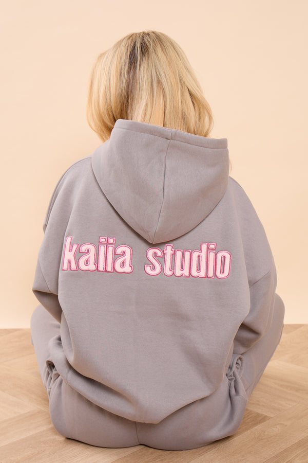 Kaiia Bubble Studio Oversized Hoodie Earl Grey & Pink Sugar