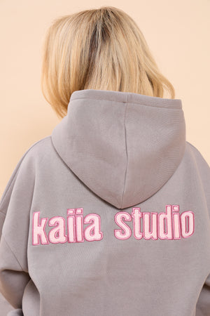 Kaiia Bubble Studio Oversized Hoodie Earl Grey & Pink Sugar