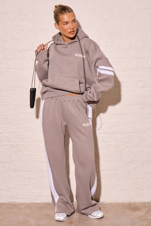 Kaiia Arm Detail Oversized Hoodie Mist Grey & Cream