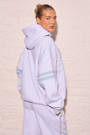 Kaiia Arm Detail Oversized Hoodie Light Grey Marl & Dusty Blue