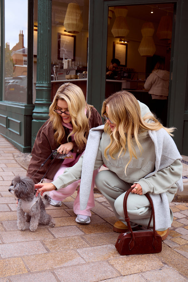 Kaiia Slogan Oversized Hoodie Sage Green