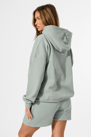 Kaiia Slogan Oversized Hoodie Sage Green