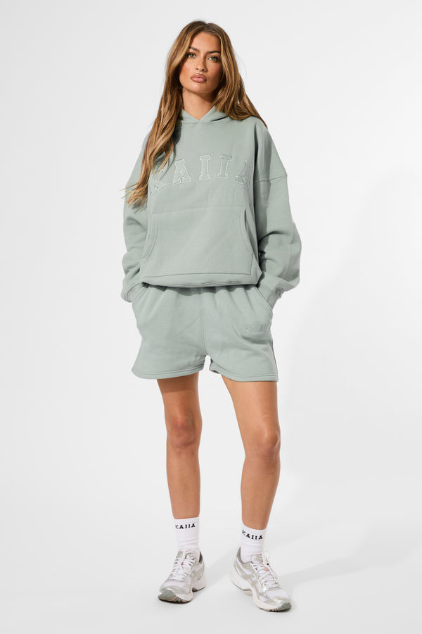 Kaiia Slogan Oversized Hoodie Sage Green
