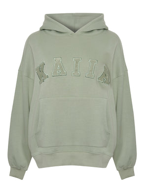Kaiia Slogan Oversized Hoodie Sage Green