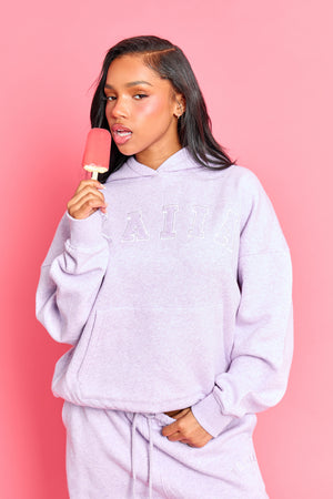 Kaiia Slogan Oversized Hoodie Lilac Marl
