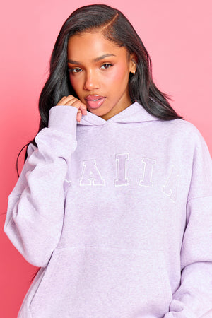 Kaiia Slogan Oversized Hoodie Lilac Marl