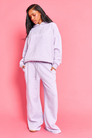 Kaiia Slogan Oversized Hoodie Lilac Marl