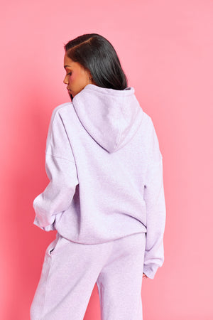 Kaiia Slogan Oversized Hoodie Lilac Marl