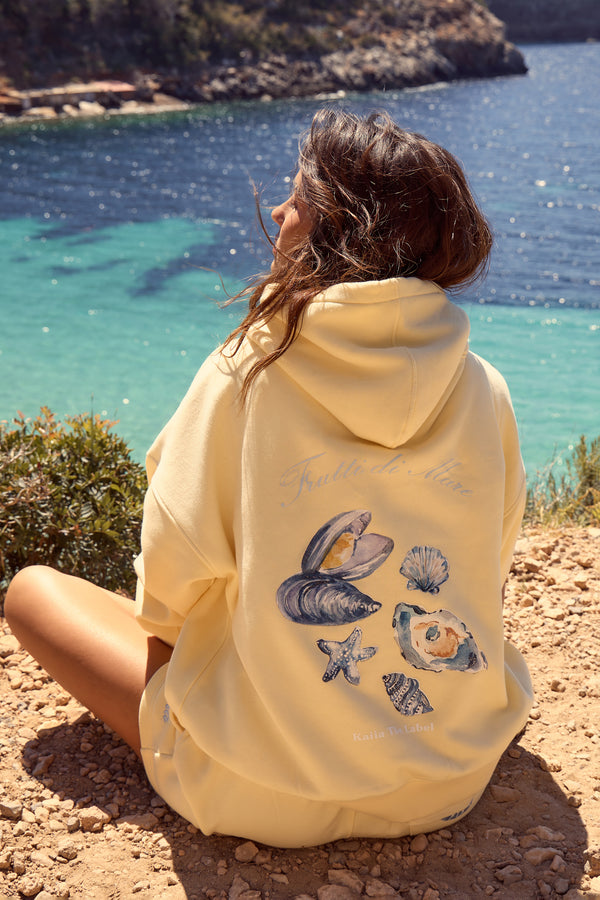 Kaiia Shell Graphic Oversized Hoodie Lemon Zest