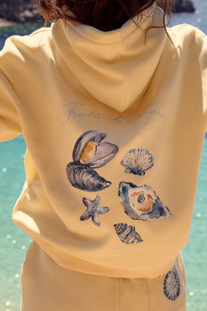 Kaiia Shell Graphic Oversized Hoodie Lemon Zest