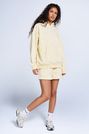 Kaiia Polka Dot Oversized Hoodie Lemon & White