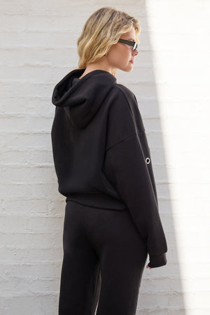 Kaiia Eyelet Oversized Hoodie Black