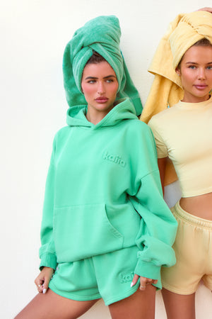 Kaiia Embossed Hoodie Washed Apple Green