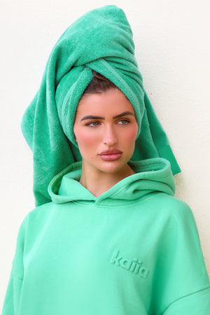 Kaiia Embossed Hoodie Washed Apple Green