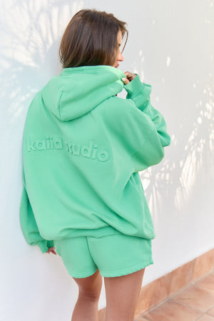Kaiia Embossed Hoodie Washed Apple Green