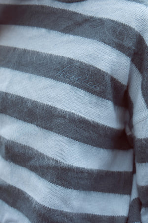 Kaiia Knit Striped Oversized Hoodie Blue & Turquoise