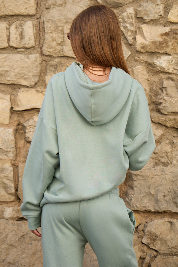 Kaiia Embossed Logo Oversized Hoodie Pale Jade Green