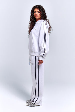 Kaiia Sport Side Stripe Oversized Hoodie Light Grey Marl & Navy