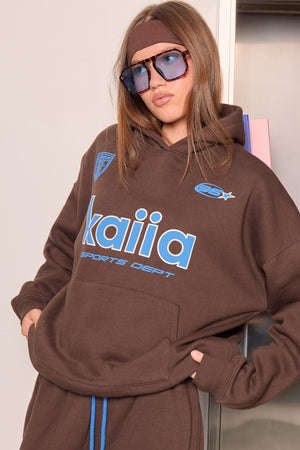 Kaiia Athletic Oversized Hoodie Bitter Chocolate & Mid Cobalt