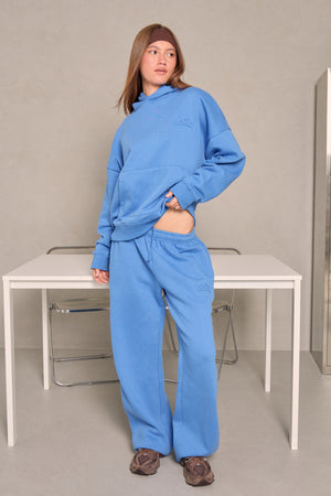 Kaiia Embossed Logo Oversized Hoodie Mid Blue