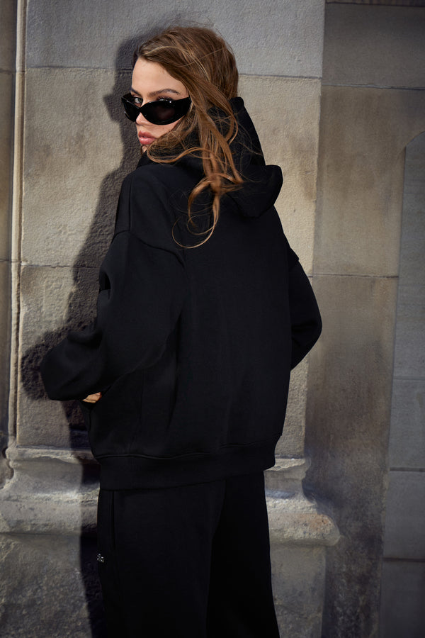 Kaiia Star Stud Detail Oversized Hoodie Black