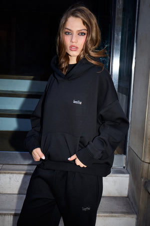 Kaiia Chrome Logo Oversized Hoodie Black