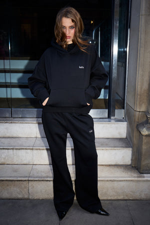 Kaiia Chrome Logo Oversized Hoodie Black