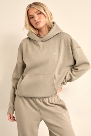 Kaiia Chrome Logo Oversized Hoodie Dusty Sage Green