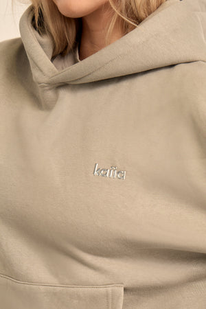 Kaiia Chrome Logo Oversized Hoodie Dusty Sage Green