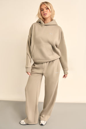 Kaiia Chrome Logo Oversized Hoodie Dusty Sage Green