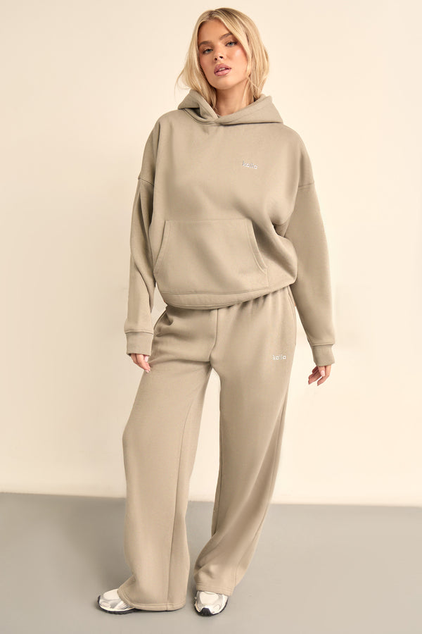 Kaiia Chrome Logo Oversized Hoodie Dusty Sage Green