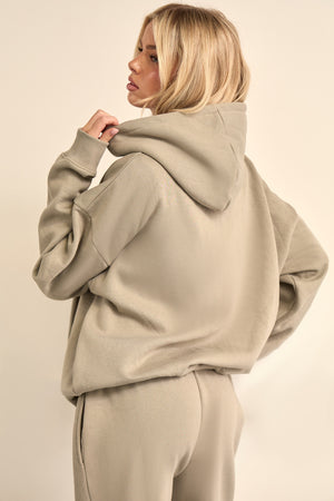 Kaiia Chrome Logo Oversized Hoodie Dusty Sage Green